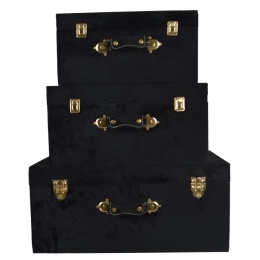 Kufer welurowy czarny mały h:19*40*23cm (116198)-20%