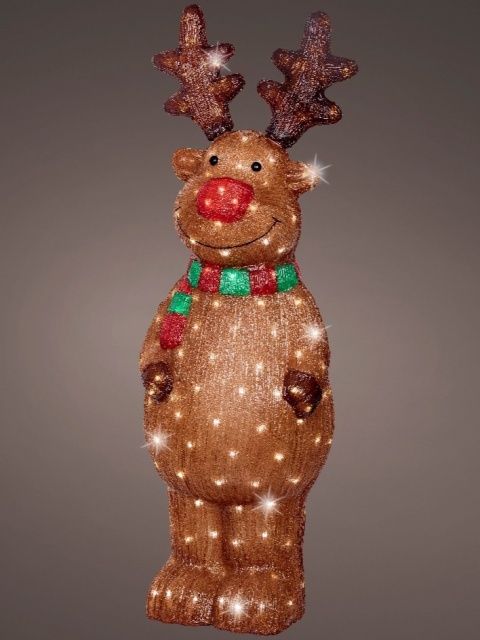 Renifer akryl 110cm brązowy 180LED zimny timer (490379)