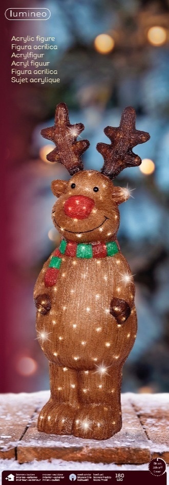 Renifer akryl 110cm brązowy 180LED zimny timer (490379)