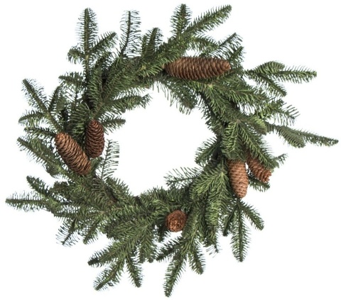 Wreath 50cm PE green with pine needles and cones (OZB07278)