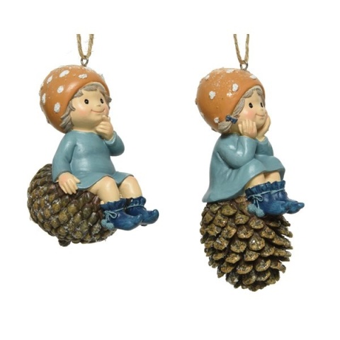 Zawieszka dziecko ceramiczne na szyszce 2wzory czapka w kropki (521665)-20%