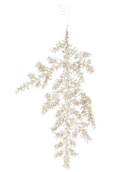 Zawieszka liść brokat 30cm z perełkami szampański (BX19184)-20%