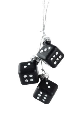 Zawieszka 3 kostki do gry szklane czarne (129601)