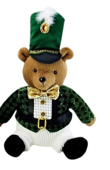Teddy bear sitting 37cm in green suit (RF0519)