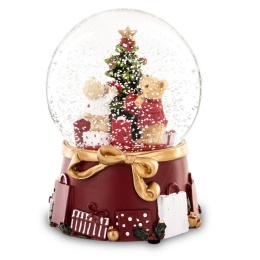 Water globe with teddy bears, Christmas tree and music box(124948)