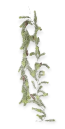 Green PE garland with light ends and cones, length 180cm (CV36315)