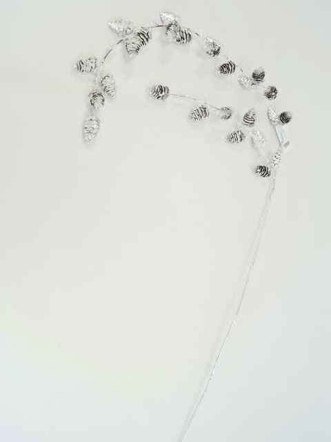 Gałązka modrzewiowa 115cm srebrna z szyszkami (CV16949-1) -20%