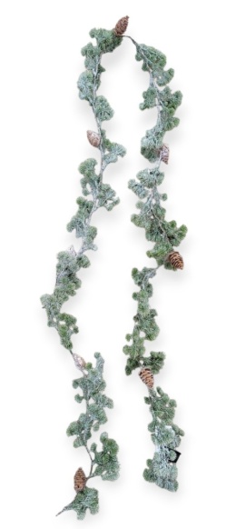 Frosted garland 180cm larch with cones (519196)