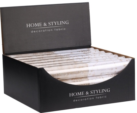 Organza biało-złota śnieżynki 30x500cm (523842)