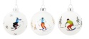 Glass bauble 8cm matt white skiers with Christmas tree (518797)