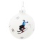 Glass bauble 8cm white matt skiers with snowflakes (518797)