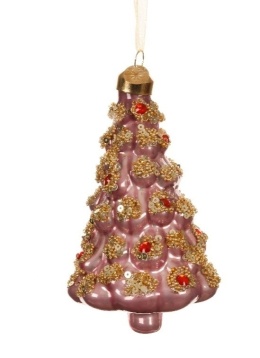 Bombka szklana: Choinka z dekoracją jasny fiolet (122223)