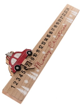 Kalendarz drewniany adwentowy z autkiem (ZS1203) 40*2*10cm-20%