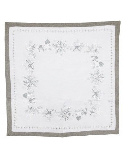 Obrus biało szary 85*85cm z gałązkami (QFH18-04) -50%