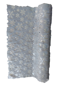 Materiał dekoracyjny futerko szare w srebrne gwiazdki (ZX0493)