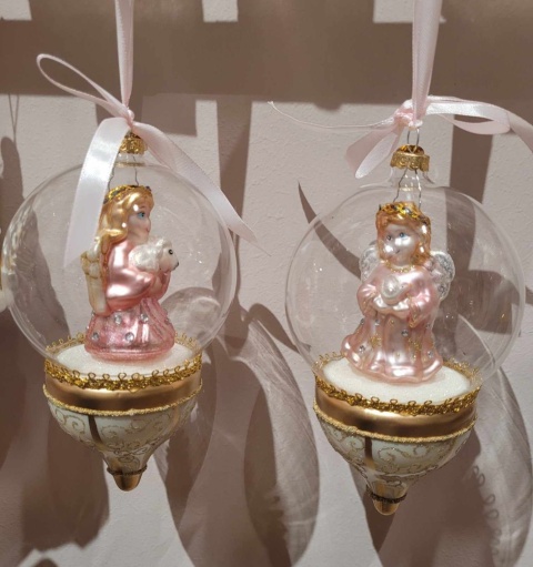 Bombka szklana: Klosz Aniołek z owieczką (121581)-20%