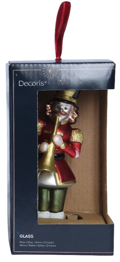 Bombka szklana vintage: Żołnierz z trąbką (121567)