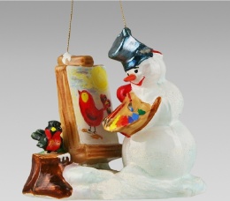 Bombka Komozja: Bałwan ze sztalugą- ptaszek (2998S02)-20%