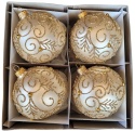 Baubles 100 decorated with ornament, pack of 4: GOLDEN WHISPER