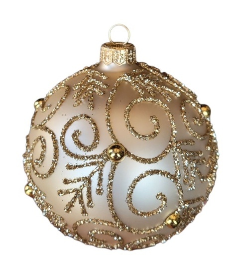 Baubles 100 decorated with ornament, pack of 4: GOLDEN WHISPER