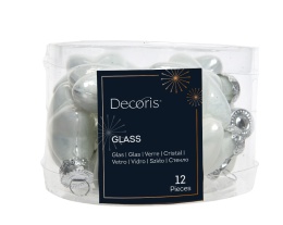 Gwiazdki szklane opakowanie 12szt białe błysk/mat (010186) 4x2x4,5cm (tuba)