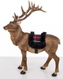 Standing deer with fur cap, polyresin (180929)