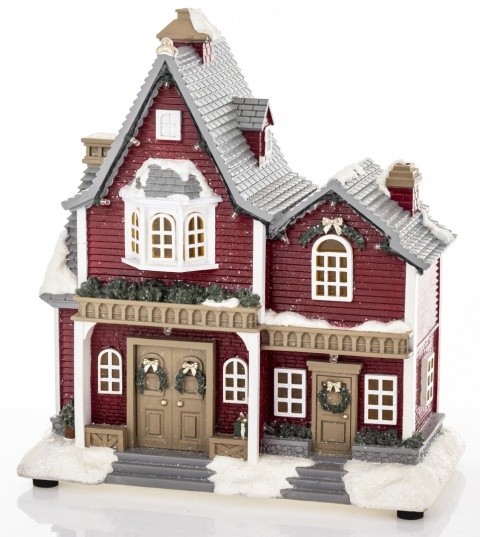 LED tenement house burgundy gray roof 8 melodies (172585)
