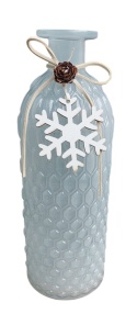 Butelka biała szklana ze śnieżynką (105446)