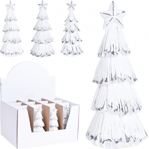 Choinka ceram. z gwiazdką biało grafitowa 15cm 3wz. (011888) h:15*7cm -20%