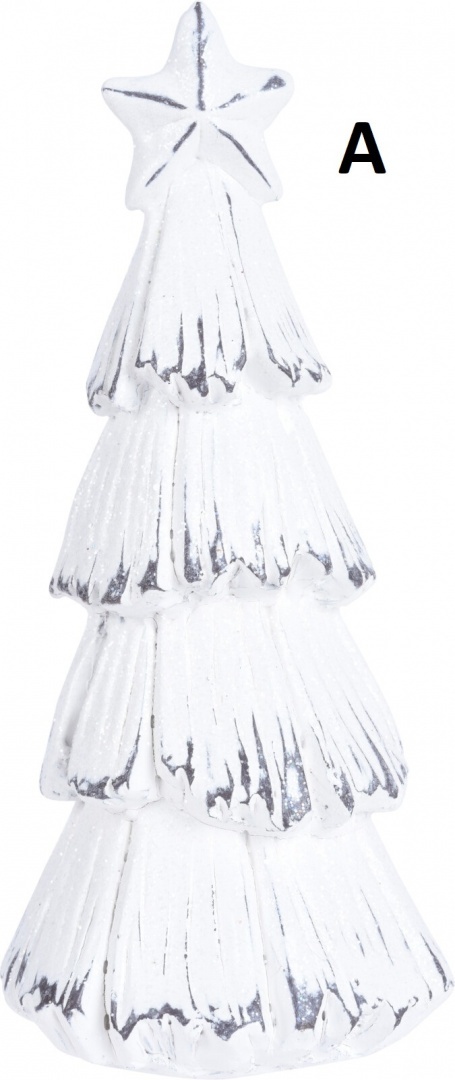 Choinka ceram. z gwiazdką biało grafitowa 15cm 3wz. (011888) h:15*7cm -20%