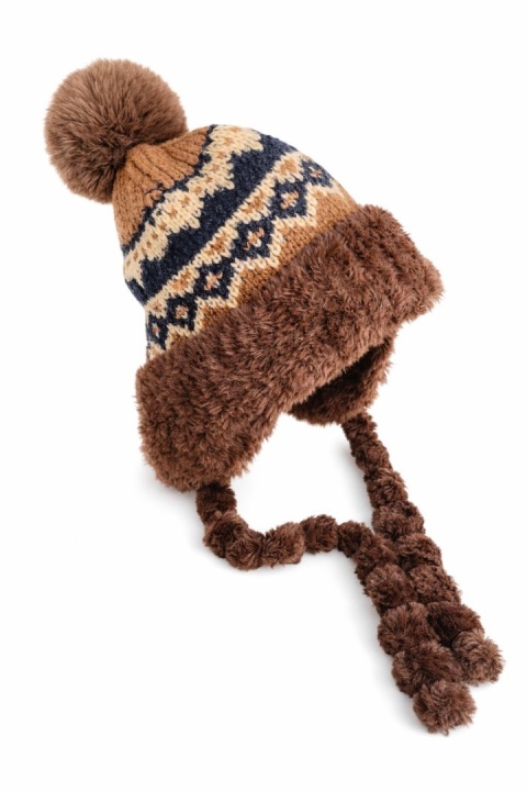 Czapka alpejska czekoladowa z warkoczami (600150599)