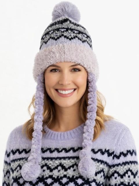 Czapka alpejska szara z warkoczami (600150599)