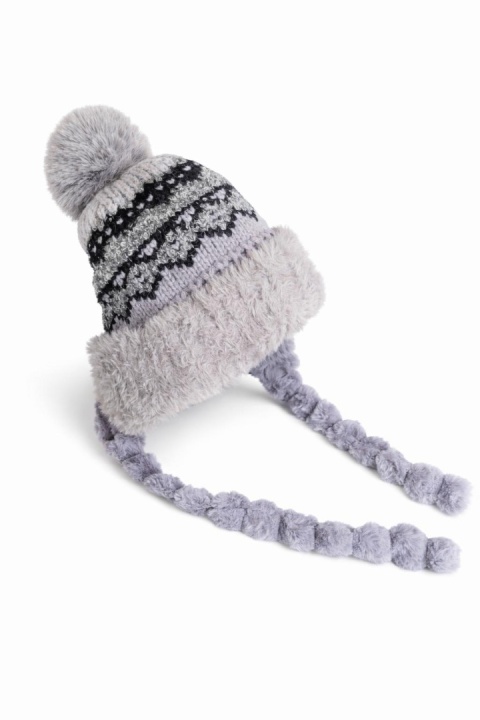 Czapka alpejska szara z warkoczami (600150599)