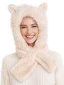 Cream fur scarf with ears (600165399)
