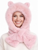 Fur scarf with ears, pink (600165399)