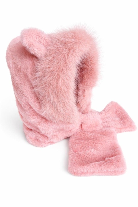 Fur scarf with ears, pink (600165399)