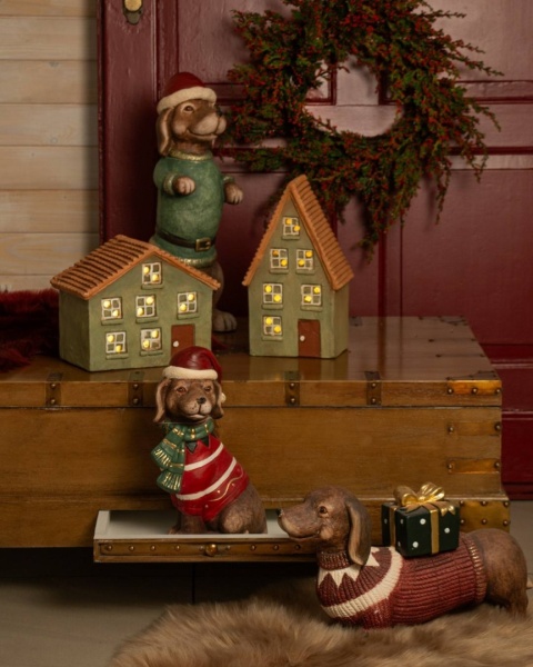 Dom ceramiczny retro zielony LED (POR10734)