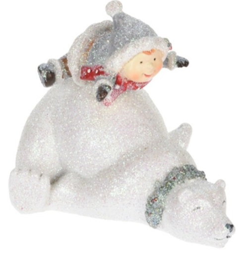 Dziecko ceram. na niedźwiedziu 2wz. (019830) h: 13cm-20%