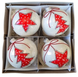 Baubles 120 decorated ornament pack of 4: TIME OF JOY