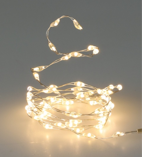 Lampki na druciku 66 microLED ciepłe dł.1m (AMZ800100)na baterie