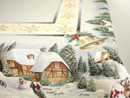 Obrus gobelinowy 140x280cm Świąteczne miasteczko (SW247)