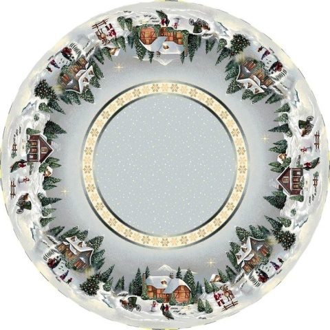 Obrus gobelinowy Eden okrągły fi 140cm Świąteczne miasteczko (SW247)