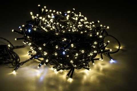 Lampki LED 400L transformator ciepłe + zimny flash 20m dekoracji (2/20/FLE/WW+CW) zielony kabel wew/zew