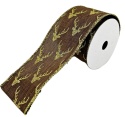 Brown glitter ribbon on a spool with reindeer (RF0542)