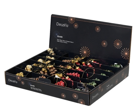 Zawieszka 3 choinki szklane czerwone na sznureczku (068275)