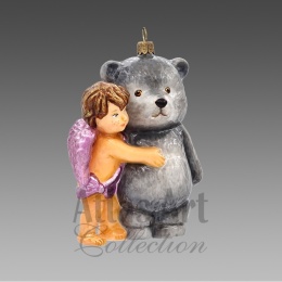 Atlas Art Bauble: Gray Teddy Bear with Angel (00763/1AA)