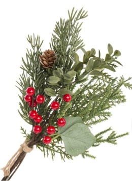Bukiet mix gałązek z czerwonymi owocami dł. 32cm (OZB07329)