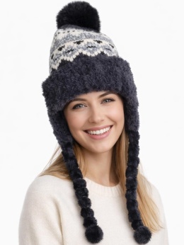 Czapka alpejska czarna z warkoczami (600150599)