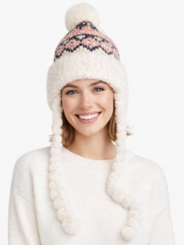 Czapka alpejska różowa z warkoczami (600150599)