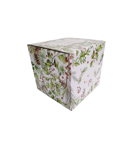 Filiżanka z dzbankiem i spodkiem porcelana Christmas Leaves ozdobne pudełko